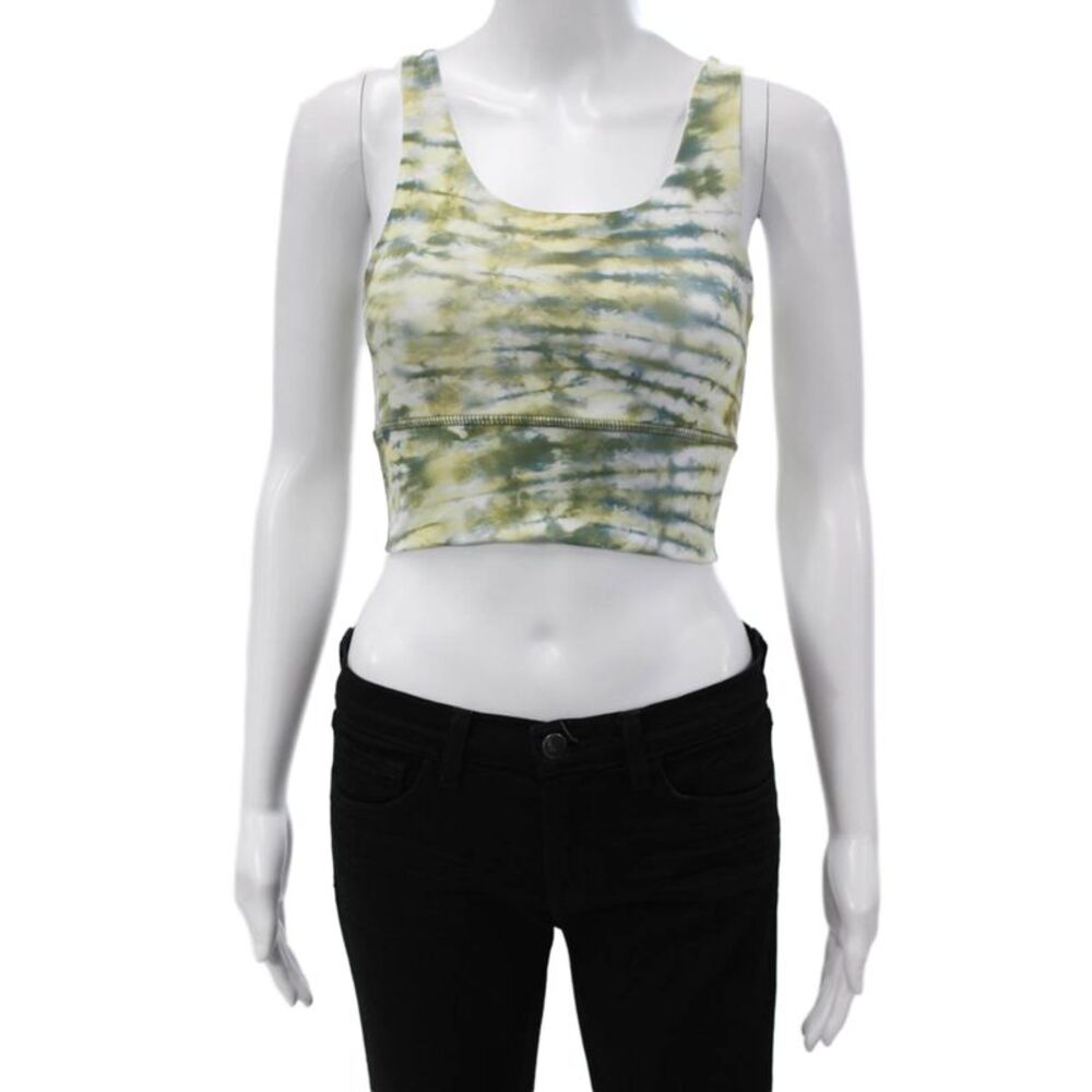 Define Your Inspiration Womens Scoop Neck Abstract Sports Bra Brown Blue XS